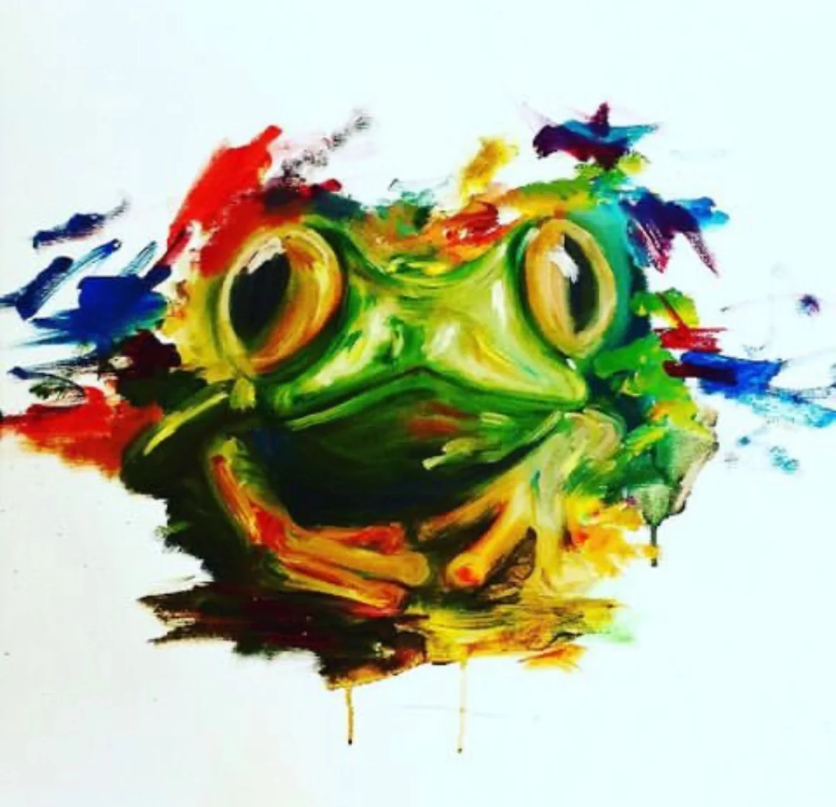 Expressive colorful frog painting